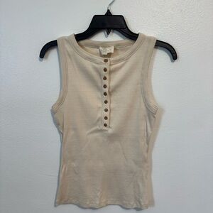 Sezane Beige Button-Front Tank Top